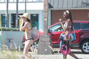 Sexy Florida beach bikini girls, some topless