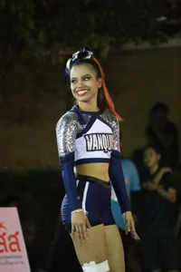 Bunch of athletic Thai cheerleaders at a competition