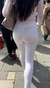 Sexy brunette showoff in seethrough white leggings ( OC )