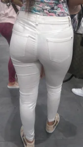 Latina with a nice ass in tight white jeans