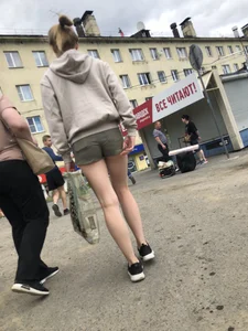 Young Girl With Hot Legs Passing By Adjusting Her Shorts Street Creepshots Series