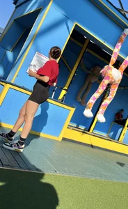 Slim college brunette working at a fair (oc)