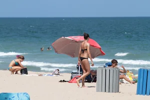 Big collection of various sexy girls on a beach in bikinis