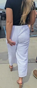 Church girl in white pants