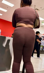 Thick Juicy Asian VPL in Dark Red Flare Pants (OC)