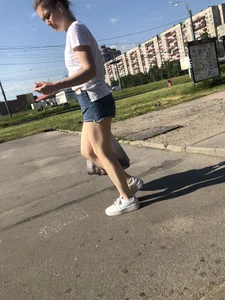 Girl With Hot Legs in Denim Mini Shorts Photos Gallery