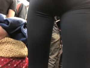 Candid Girl in Leggings Subway Creepshots Series - Booty and Crotch Closeups