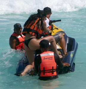 Jet ski babe with a nice ass in black thong
