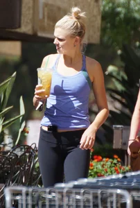 Sexy blonde and friend walking in leggings