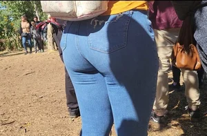 Latina milf in line at pumpkin patch