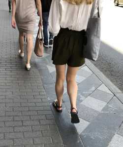 Girl in Skinny Legs and Sandals Street Candid Gallery