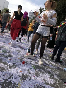 Carnival girl dressed as a disco ball