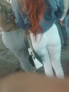 Vpl white see thru leggings .visible pantie tag