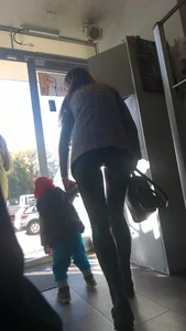 Tall Milf in Tight Leather Pants with Amazing Ass Closeup Photos