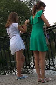 Girls in Cute Dresses in the Countryside - in the Woods and on the Bridge