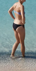 Petite sporty blonde in Greece