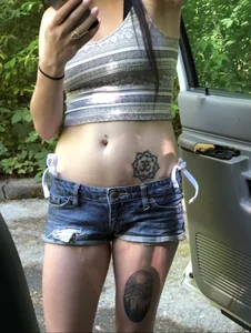 Someones girlfriend with nice tits in black bikini top and shorts