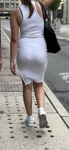 White dress, cute ass, vpl (+gif)