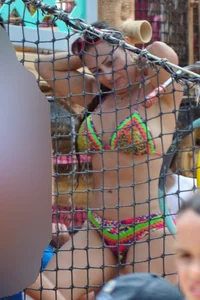 Milf looking sexy in colorful bikini
