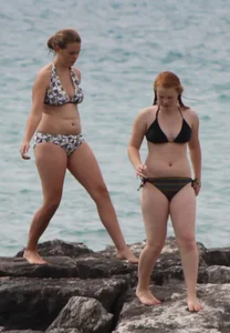 Two thick bikini teens at the beach