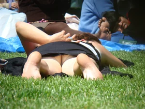 Bunch of sexy girls upskirted at parks showing their panties and asses