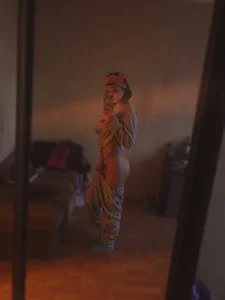 Hot Girl's Bedroom Mirror Selfie - Pulling Down Her Pants