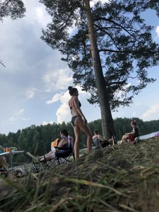 Hot Tall Skinny Girl Walking in a Forest Near A Lake Pretty Photos