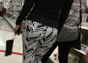 Black and white patterned leggings booty on cute girl at Target