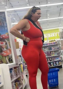 Busty PAWG Shows Off in Red 1 Piece OC