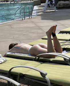 CATCH OF THE DRCADE! Thick firm ass teen tanning poolside showing me her ass