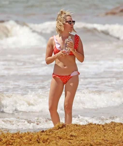 Ashley Tisdale in red bikini at a beach in Mexico