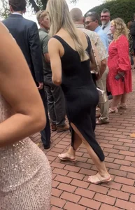 Beautiful blonde pregnant pawg in black dress