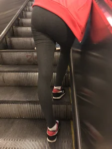 Skinny Girl in Leggings Subway Escalator Creepshot