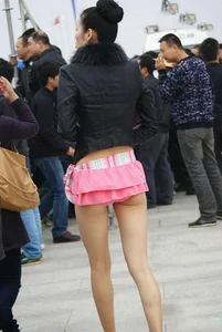 Hot candid booty in mini skirt street casual photo