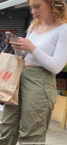 Jiggly round ass of a blonde beauty in cargo pants + Face shots