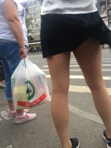 Short Skirt Hiked Up on a Windy Day Street Sexy Creepshot