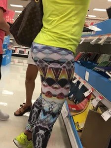 Milf shopping at Target in patterned leggings