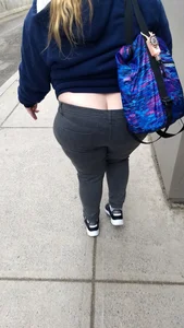 Chubby Girl with Pants Pulled Down Street Candid Photos