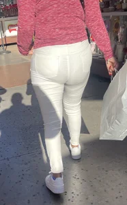 See-through white pants with amazing VPL
