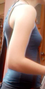 Braless babe in tank top with puffy pokies