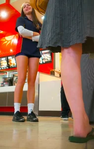 beautiful student in shorts