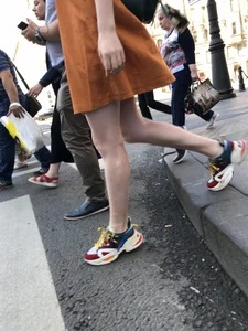 Cute Teen Girl in a Dress With Slim Legs Standing in the Subway Train, Then Crossing the Street Photo Gallery