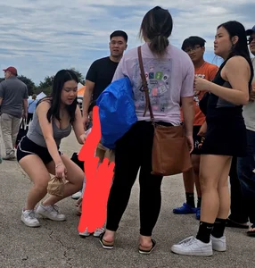 Busty asian with vpl