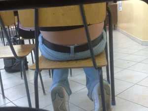Teen College Student’s Skinny Ass Closep With Her T-Shirt Jerked Up Revealing Her Lower Back