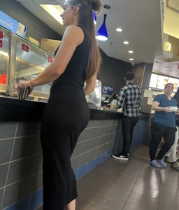 Fat booty brunette in tight black dress (oc)