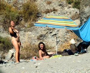 Nude beach and topless girls