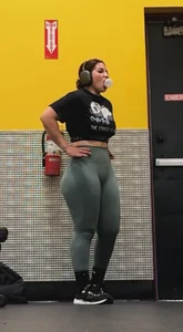 Latina in Green leggings knew I was capping