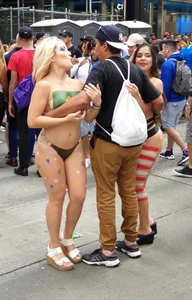 Painted NYC girls in thongs with amazing bodies