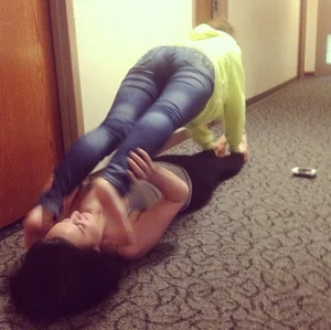 Candid Girl in Skinny Jeans Doing Weird Things With Her Friend