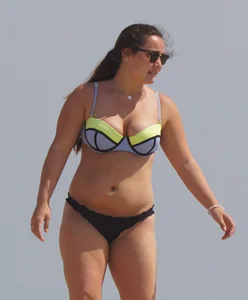 Thick girl on the beach in a bikini